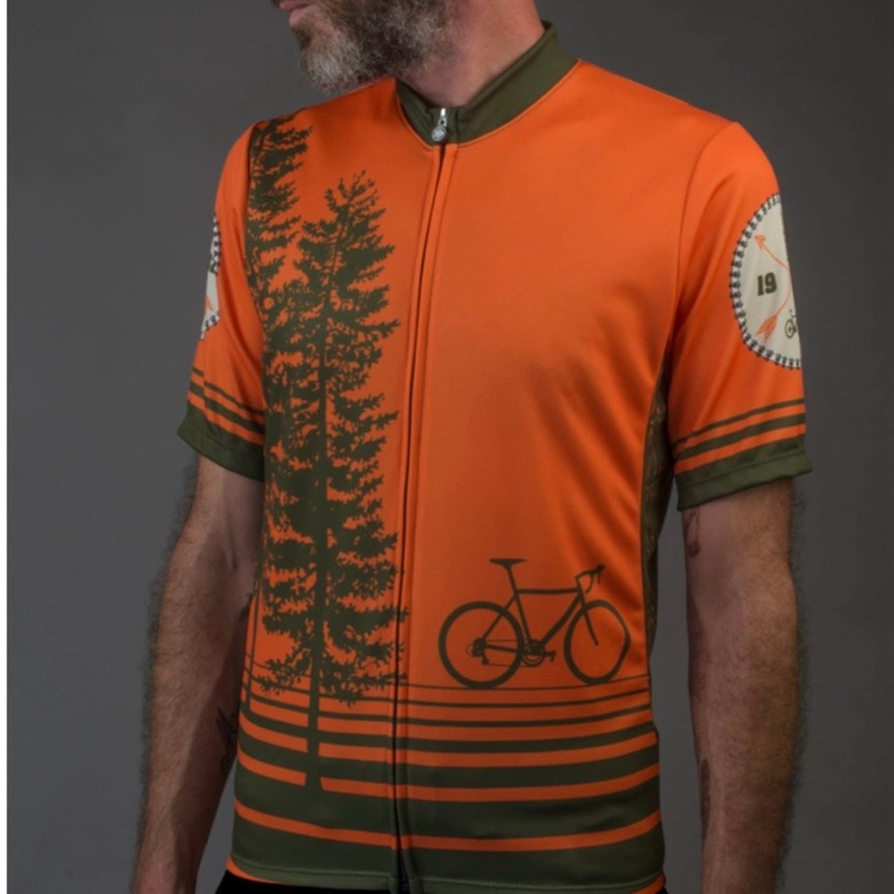 Aero Tech Tree Adventures Cycling Sprint Jersey Orange Large men Full Zip Pocket